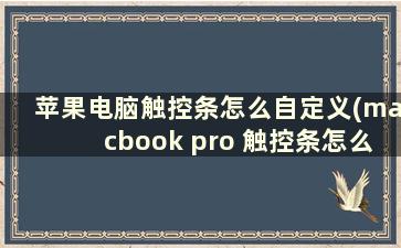 苹果电脑触控条怎么自定义(macbook pro 触控条怎么用)